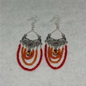 Chic Silver and Vibrant Beaded Earrings